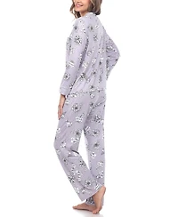 White Mark Women's Long Sleeve Floral Pajama Set, 2-Piece