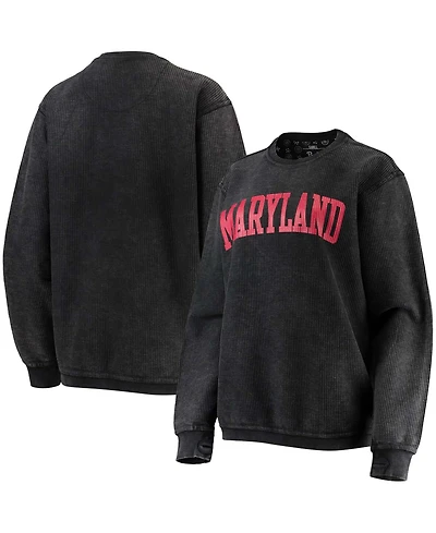 Women's Maryland Terrapins Comfy Cord Vintage-Like Wash Basic Arch Pullover Sweatshirt