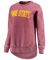 Women's Cardinal Iowa State Cyclones Vintage-Like Wash Pullover Sweatshirt