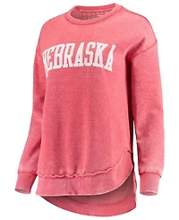 Women's Scarlet Nebraska Huskers Vintage-Like Wash Pullover Sweatshirt