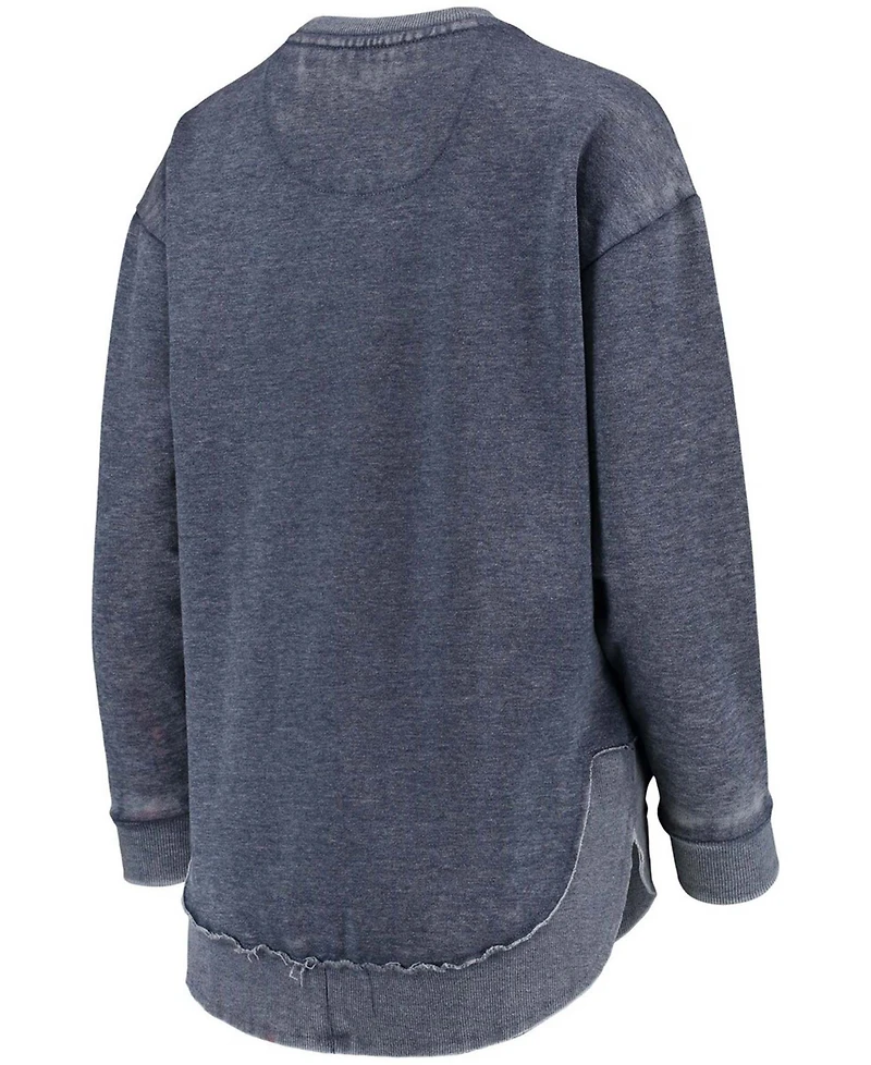 Women's Navy Michigan Wolverines Vintage-Like Wash Pullover Sweatshirt