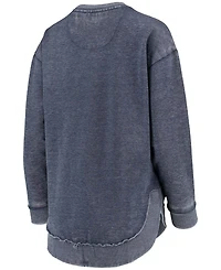 Women's Navy Michigan Wolverines Vintage-Like Wash Pullover Sweatshirt