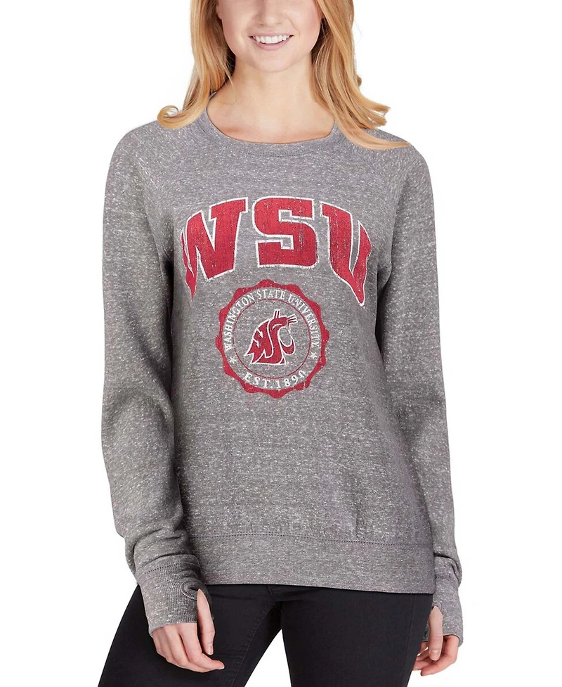 Women's Heathered Gray Washington State Cougars Edith Vintage-Like Knobi Pullover Sweatshirt