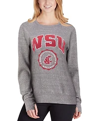 Women's Heathered Gray Washington State Cougars Edith Vintage-Like Knobi Pullover Sweatshirt