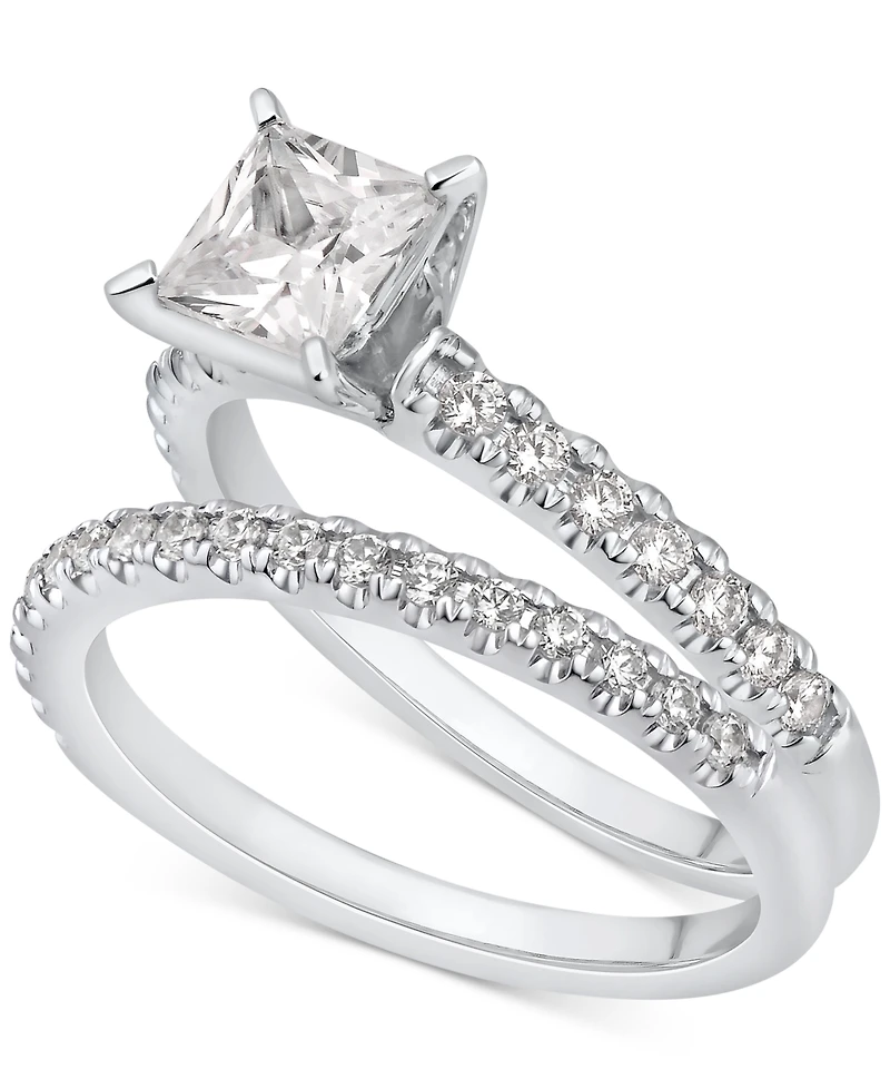 Diamond Princess-Cut Bridal Set (1-1/2 ct. t.w.) in 14k White Gold
