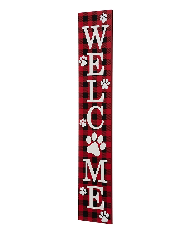 Glitzhome Wooden Plaid Pet " Welcome" Porch Sign, 42"