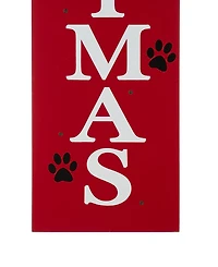 Glitzhome Lighted Wooden Pet "Christmas" Porch Sign, 42"