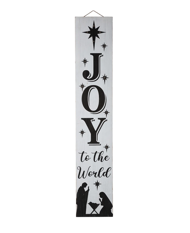 Glitzhome Lighted Wooden Nativity Porch Sign, 42"