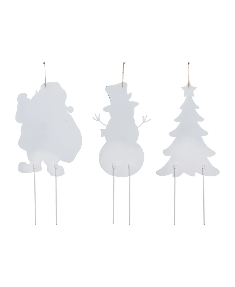 Glitzhome Metal Santa, Snowman, Tree Yard Stake or Wall Decor, Set of 3