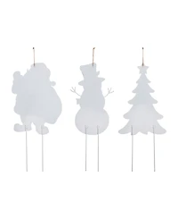 Glitzhome Metal Santa, Snowman, Tree Yard Stake or Wall Decor, Set of 3