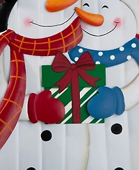 Glitzhome Metal Lovely Snowman Yard Stake or Standing Decor or Wall Decor, 30"