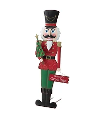 Glitzhome Metal Nutcracker Yard Stake or Standing Decor or Wall Decor, 36"