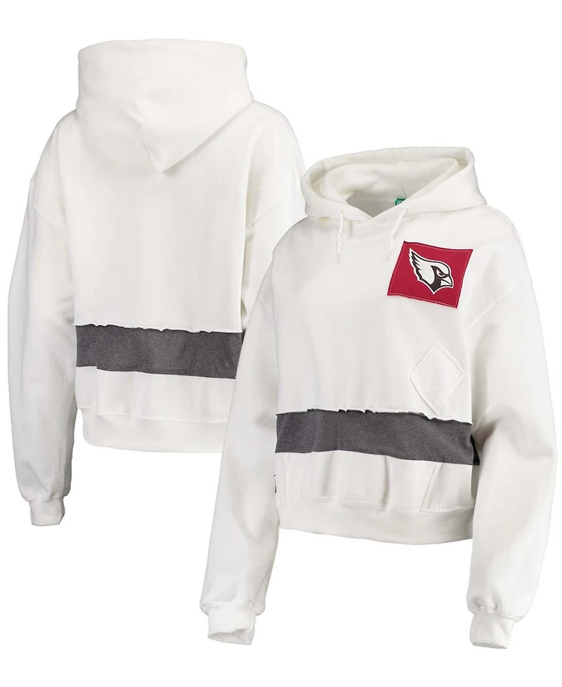 Women's White Arizona Cardinals Crop Pullover Hoodie