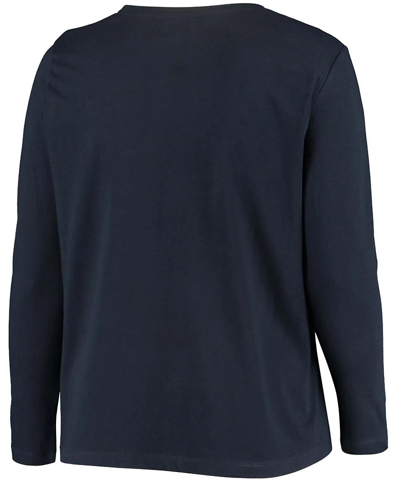 Women's Plus Navy New England Patriots Primary Logo Long Sleeve T-shirt