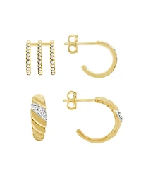 And Now This Gold Plated 2-Piece C Hoop and Multi Row Hoop Earrings Set