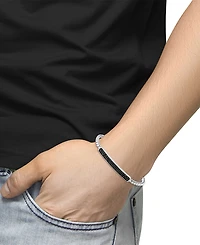 Effy Men's Black Spinel Cluster Box Link Bracelet in Sterling Silver