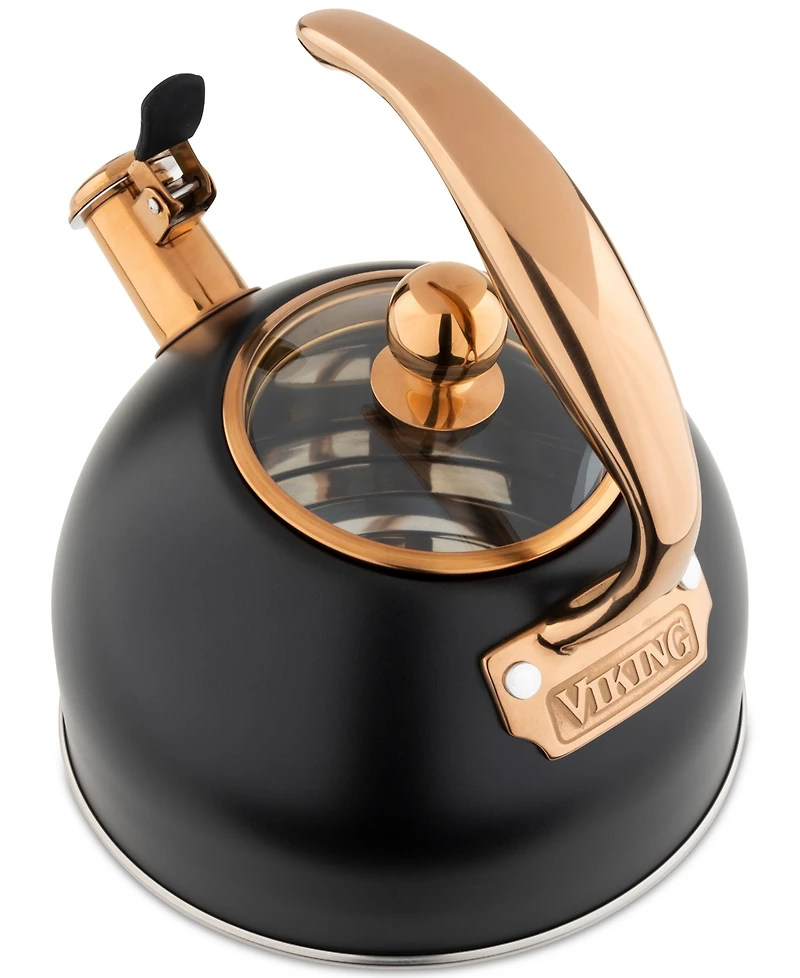 Viking Stainless Steel 2.6-Quart Black Tea Kettle with Copper Handle