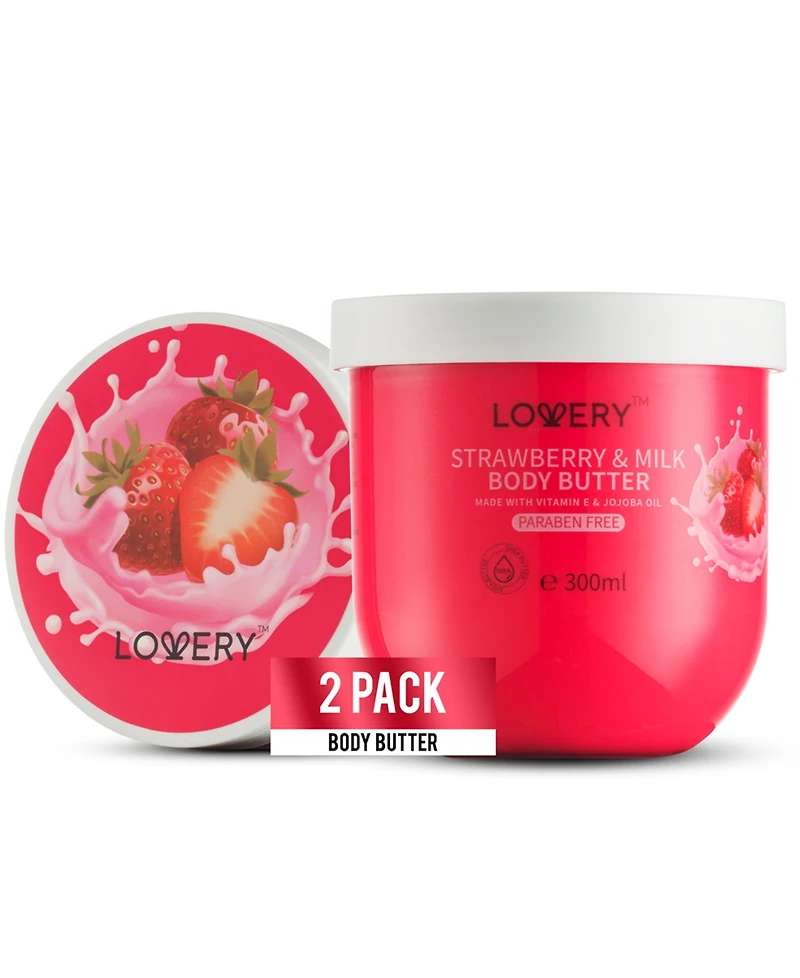Lovery Strawberry Milk Whipped Body Butter, 2-Pack Body Care Set