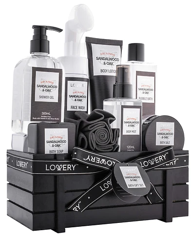 Lovery Sandalwood Oak Spa Kit, Bath and Body Care Gift Set, 10 Piece