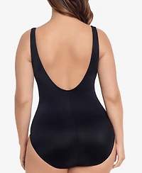 Miraclesuit Women's Plus Illustionists Crossover Tummy Control One Piece Swimsuit