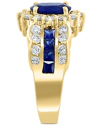Effy Sapphire (2-1/4 ct. t.w.) & Diamond (1-1/10 ct. t.w.) Halo Statement Ring in 14k Gold
