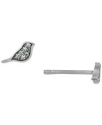Pave Tiny Bird Stud Earrings in Sterling Silver