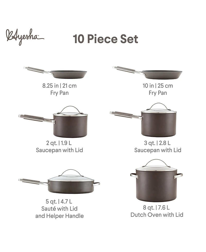Ayesha Curry 10-Pc. Hard-Anodized Collection Nonstick Cookware Set