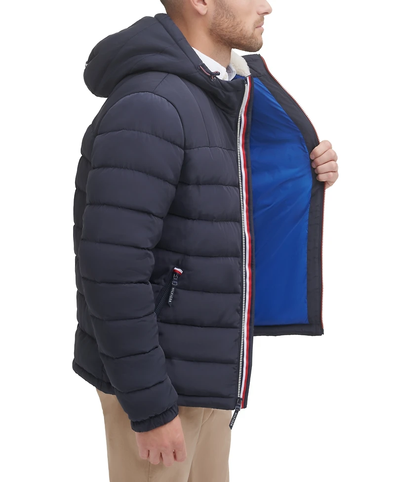 Tommy Hilfiger Men's Sherpa Lined Hooded Quilted Puffer Jacket