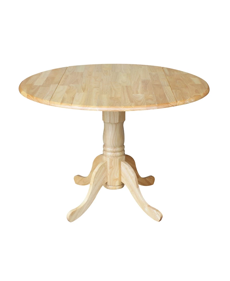 42" Dual Drop Leaf Table with 4 Slat Back Dining Chairs - 5 Piece Dining Set