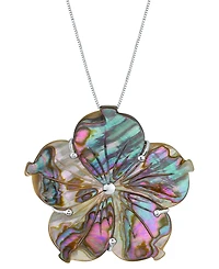 Abalone Shell Flower 18" Pendant Necklace in Sterling Silver