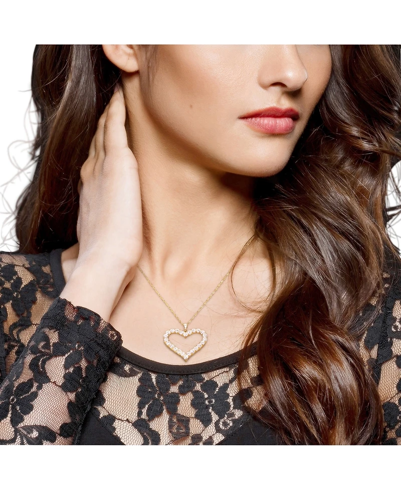 Lab-Grown Moissanite Heart 18" Pendant Necklace (2-2/5 ct. t.w.) in 18k Gold-Plated Sterling Silver