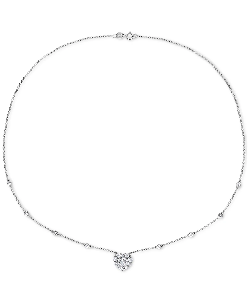 Lab-Grown Moissanite Heart Halo 18" Pendant Necklace (2 ct. t.w.) in Sterling Silver