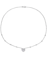 Lab-Grown Moissanite Heart Halo 18" Pendant Necklace (2 ct. t.w.) in Sterling Silver