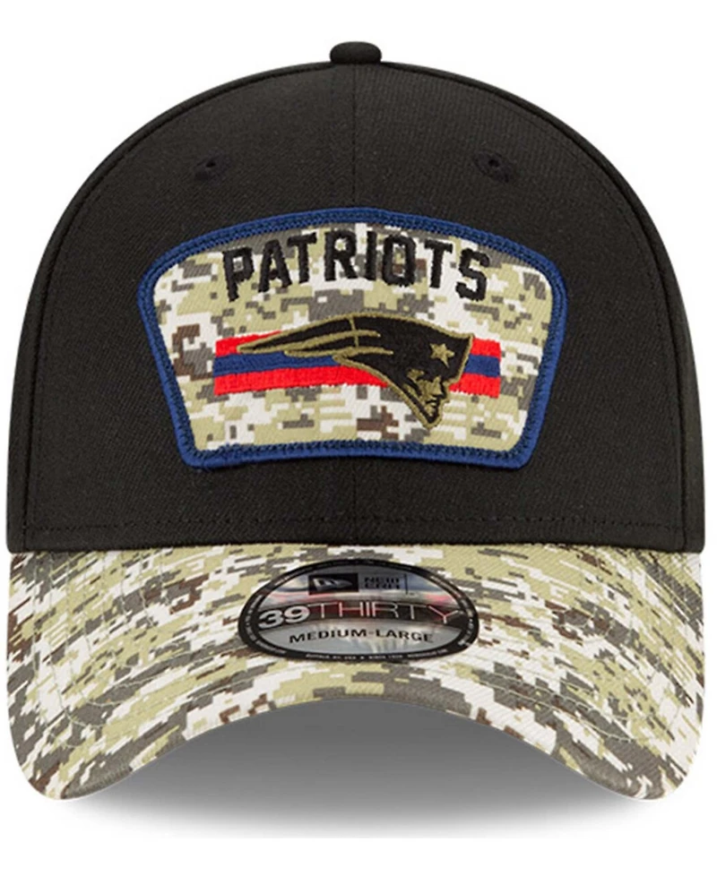 Men's Black-Camouflage New England Patriots 2021 Salute To Service 39THIRTY Flex Hat