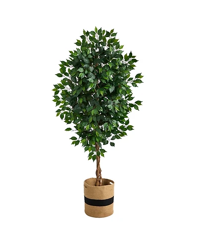 6' Ficus Artificial Tree with Natural Trunk in Planter