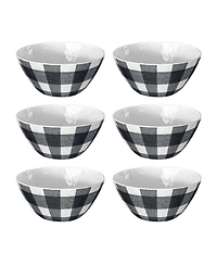 Abode Homewares Vintage-Like Black Buffalo Check Melamine Bowls, Set of 6