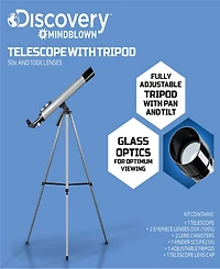 Discovery #Mindblown Telescope with Tripod, 50X and 100X Lenses, Adjustable Pan and Tilt