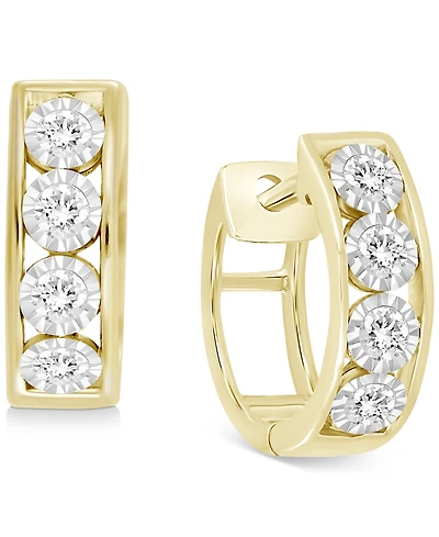 Men's Diamond Extra Small Huggie Hoop Earrings (1/4 ct. tw) in 10k Gold 12mm (Also in 10k White Gold)