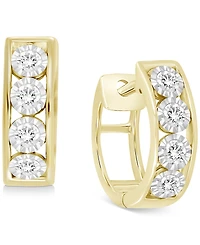 Men's Diamond Extra Small Huggie Hoop Earrings (1/4 ct. tw) in 10k Gold 12mm (Also in 10k White Gold)