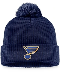 Men's Navy St. Louis Blues Core Primary Logo Cuffed Knit Hat with Pom