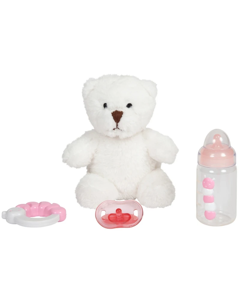 Jc Toys La Newborn 15" Real Girl Baby Doll with Teddy Bear Set, 9 Pieces