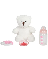 Jc Toys La Newborn 15" Real Girl Baby Doll with Teddy Bear Set, 9 Pieces