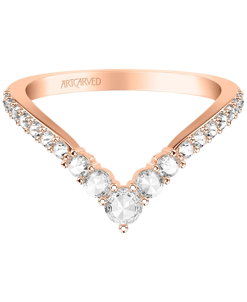 Art Carved Diamond Rose-Cut Chevron Band (3/8 ct. t.w.) in 14k White, Yellow or Rose Gold