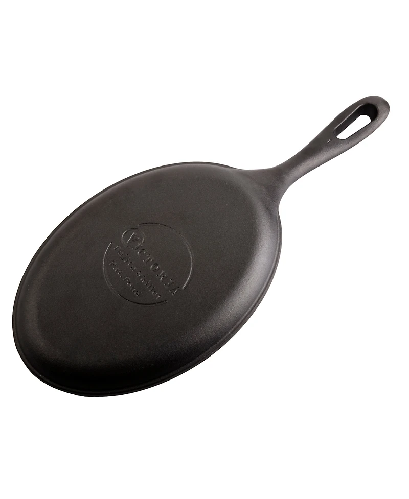 Victoria Cast Iron Fajita Skillet. Black Serving Platter Seasoned