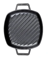 Victoria 10in Square Grill Pan with Double Loop Handles, Seasoned