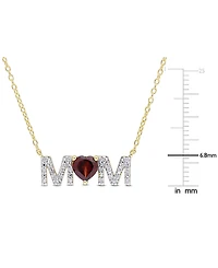 Rhodolite Garnet (4/5 ct. t.w.) & Diamond (1/10 ct. t.w.) Mom 18" Pendant Necklace in 18k Gold-Plated Sterling Silver