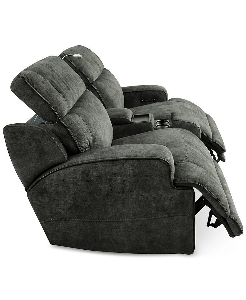 Sebaston 3-Pc. Fabric Sofa with 2 Power Motion Recliners and 1 Usb Console, Created for Macy's