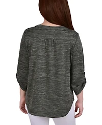 Ny Collection Petite 3/4 Roll Tab Sleeve Pintuck Top