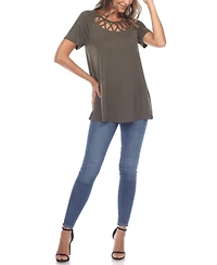 Women's Crisscross Cutout Short Sleeve Top