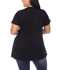 White Mark Plus Crisscross Cutout Short Sleeve Top